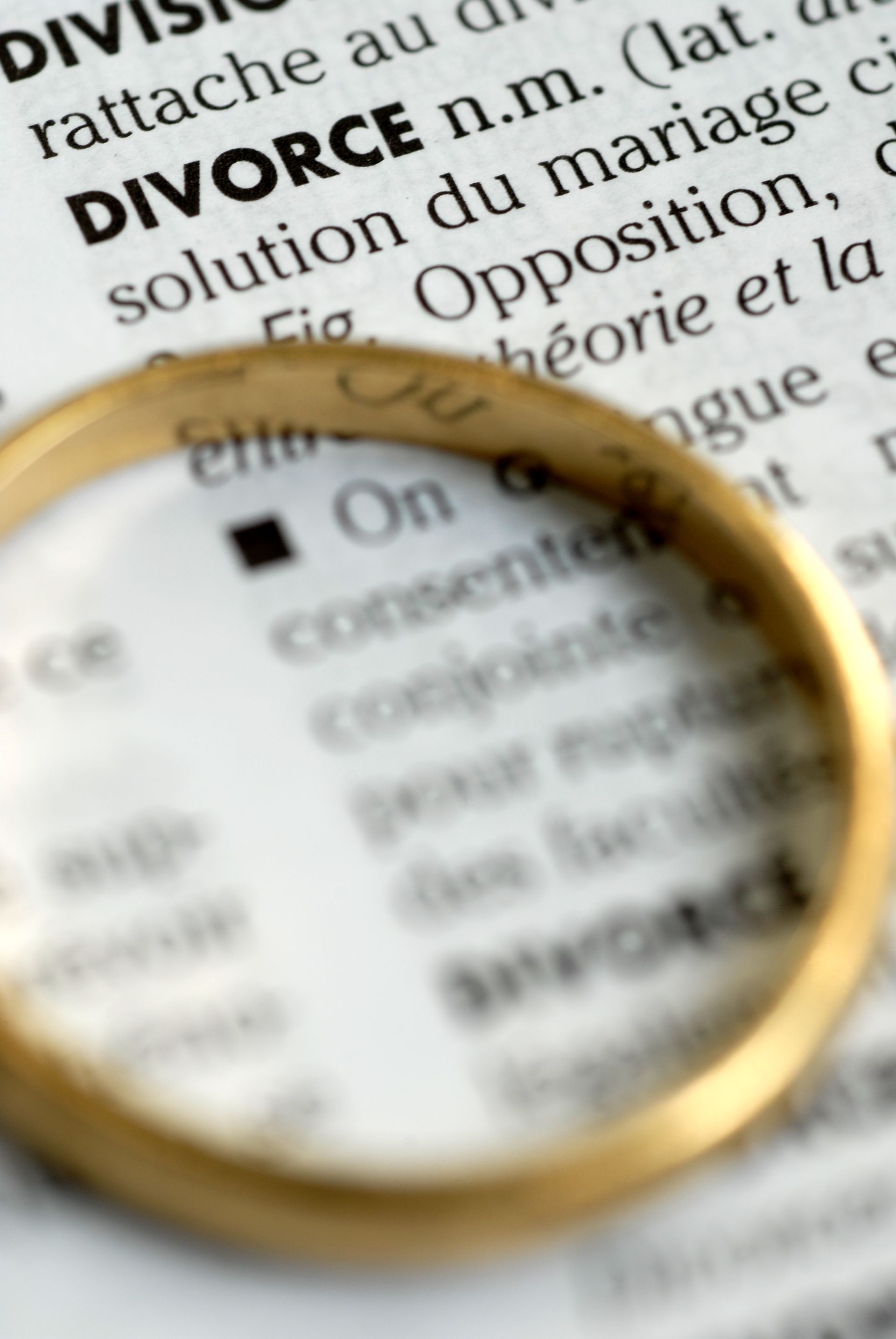 Alliance posée sur la définition du mot divorce
