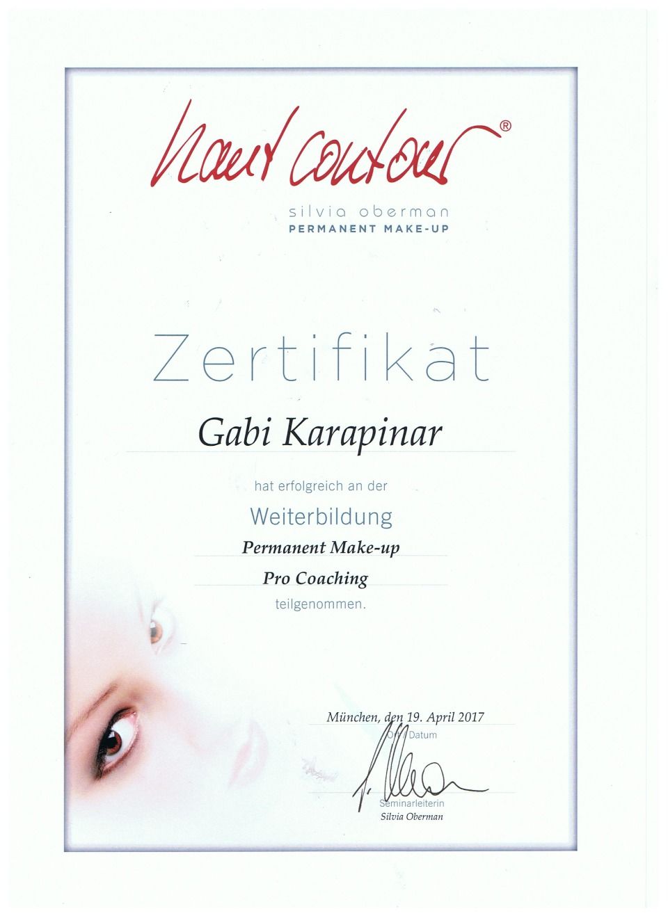 Zertifikat Weiterbildung Permanent-Make-up Pro Coaching