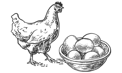 Icon Huhn mit Eiern im Korb