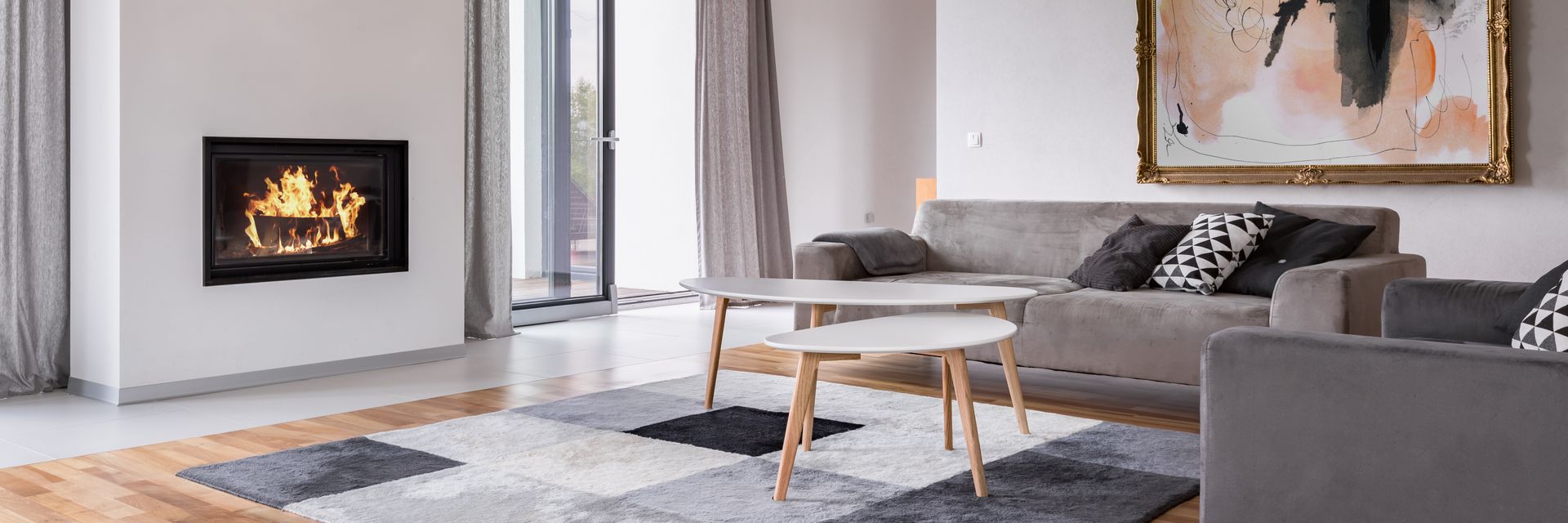 Insert de cheminée dans un salon