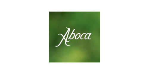 Il logo di Aboca, caratterizzato da testo stilizzato bianco su sfondo quadrato con sfumatura verde.