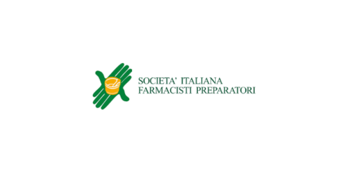 Logo della Società Italiana Farmacisti Preparatori: una mano verde che impugna un mortaio giallo, accanto al nome dell'organizzazione.