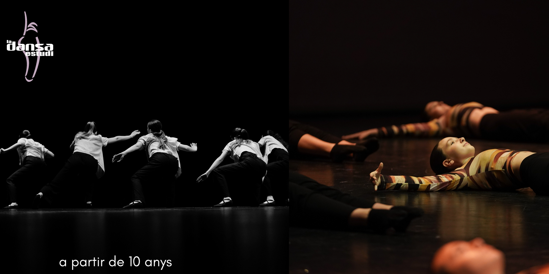 Un grupo de mujeres baila en un escenario en una fotografía en blanco y negro.