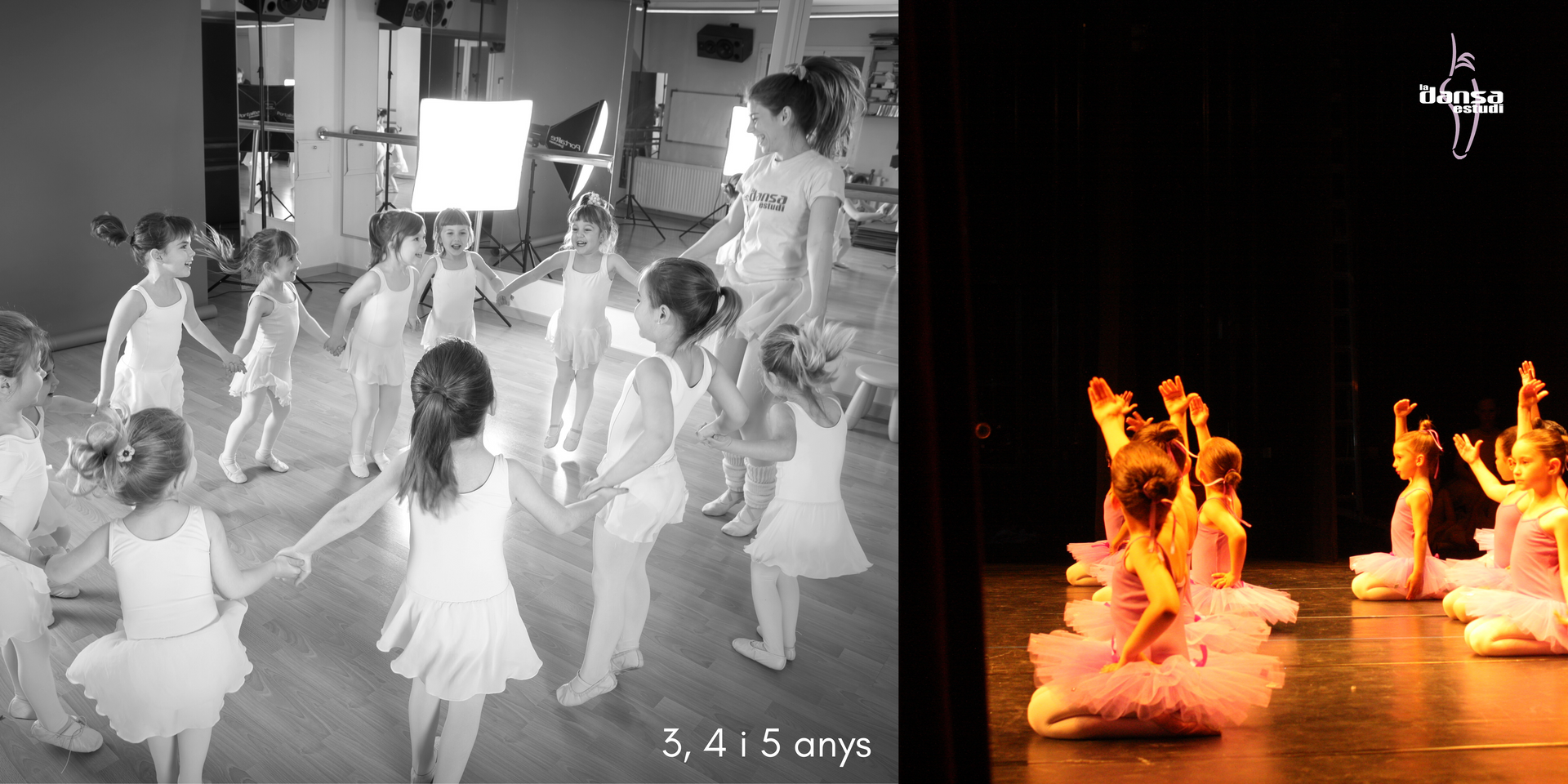 Una fotografía en blanco y negro de un grupo de chicas jóvenes bailando.