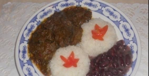 Plat colombo cabri + riz + haricots rouges