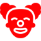 Un icono rojo de la cara de una persona con auriculares puestos.