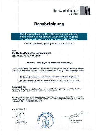 Bescheinigung Sachkunde 2018