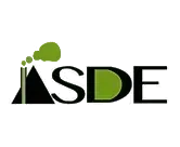 Un logotipo para una empresa llamada sde con un humo verde saliendo de una chimenea.