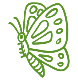 Grüne, strichgezeichnete Blume mit fünf Blütenblättern und zwei Blättern an einem Stiel