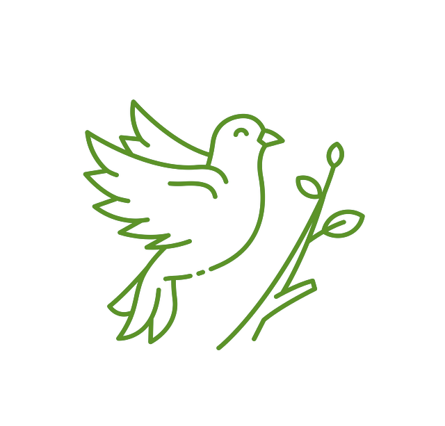 Grünes Liniensymbol einer Hand, die eine spriessende Pflanze hält