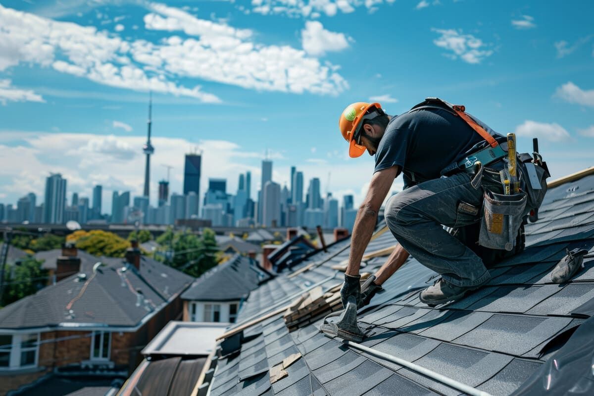 Un hombre está rociando espuma en el alféizar de una ventana.
