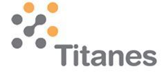El logotipo de los Titanes es un logotipo gris y naranja sobre un fondo blanco.