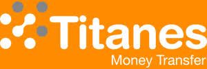 El logotipo de transferencia de dinero de los Titanes es naranja y blanco.