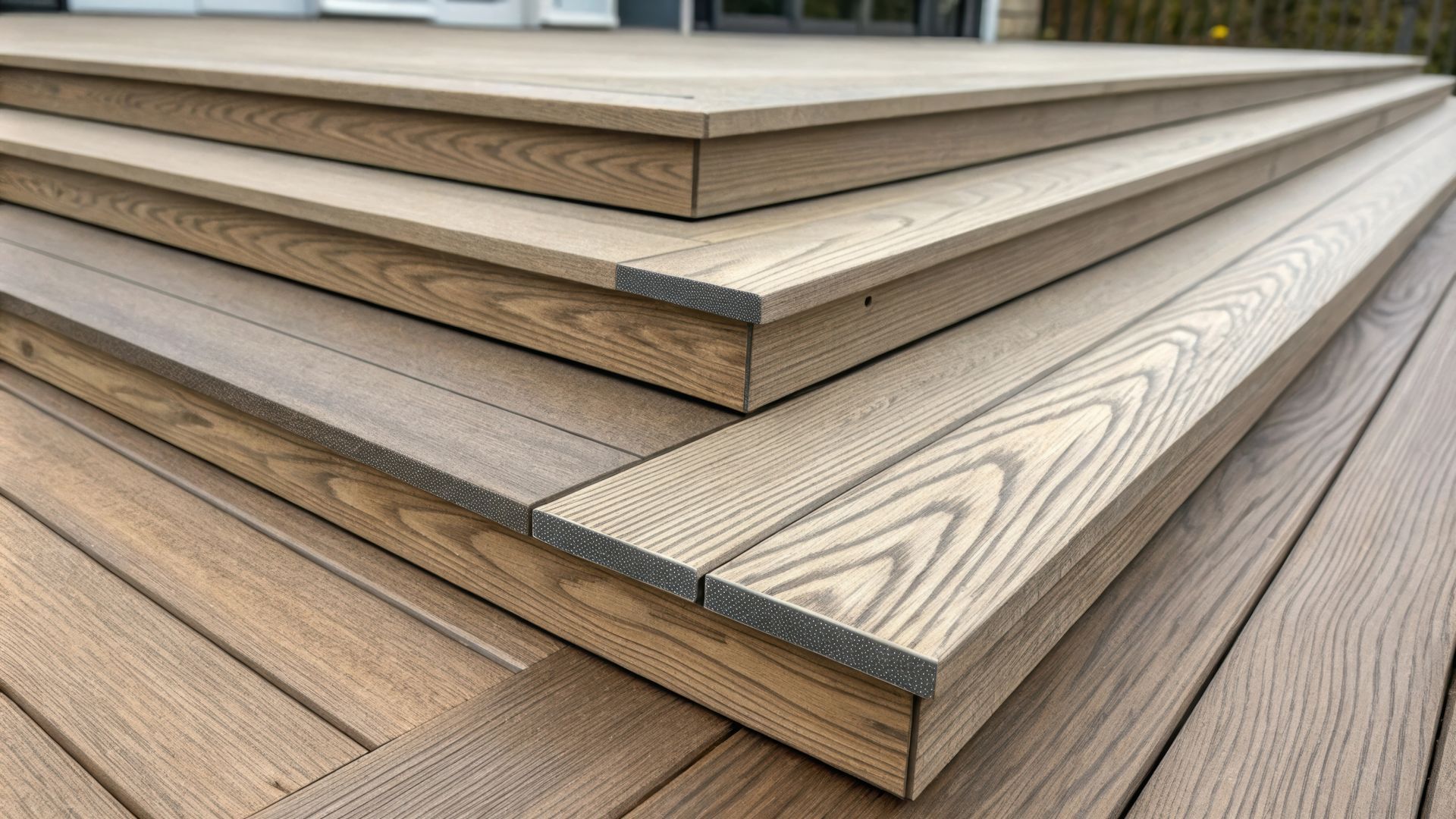 Marches d'escalier d'une terrasse en bois