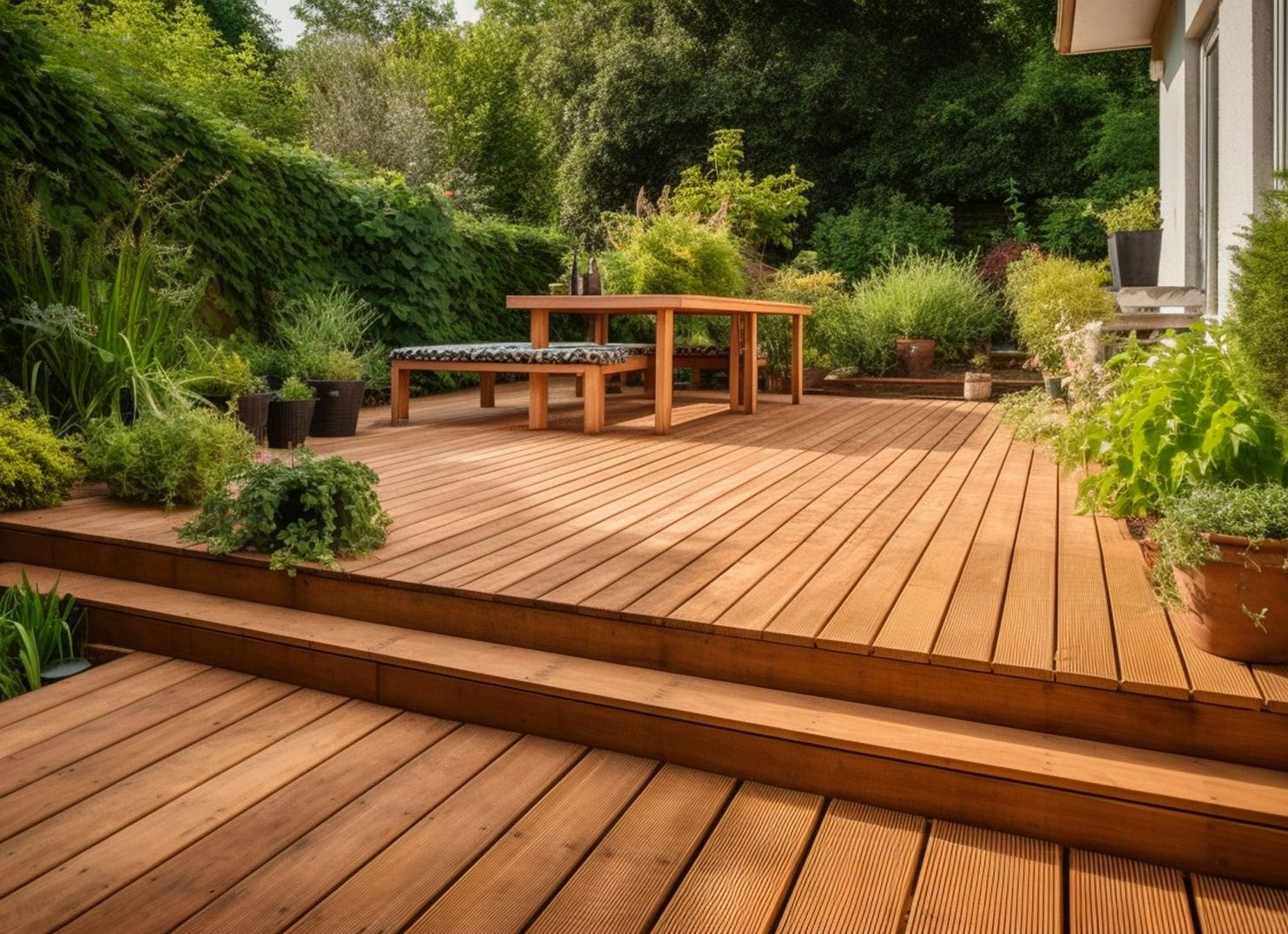 Terrasse en bois sur plusieurs niveaux