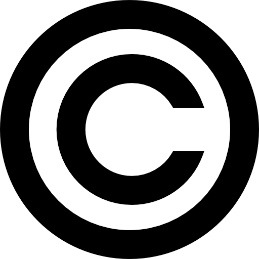 Símbolo de copyright negro sobre fondo blanco