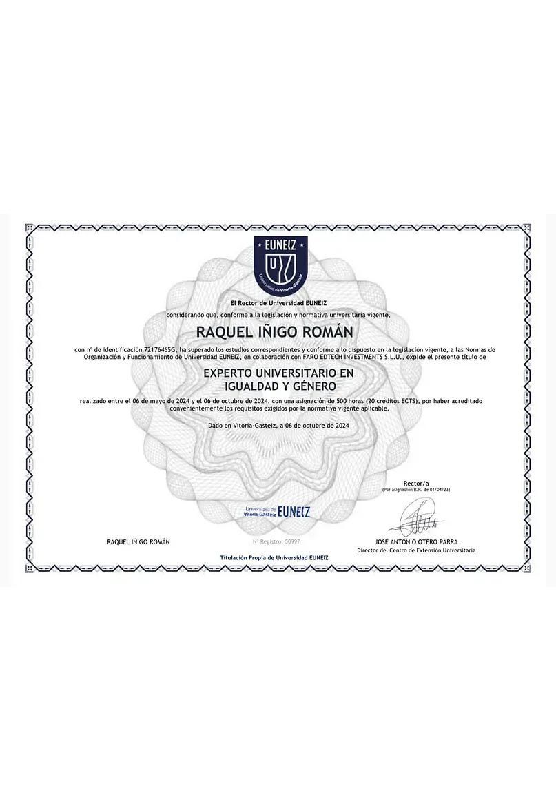 Certificado con el nombre