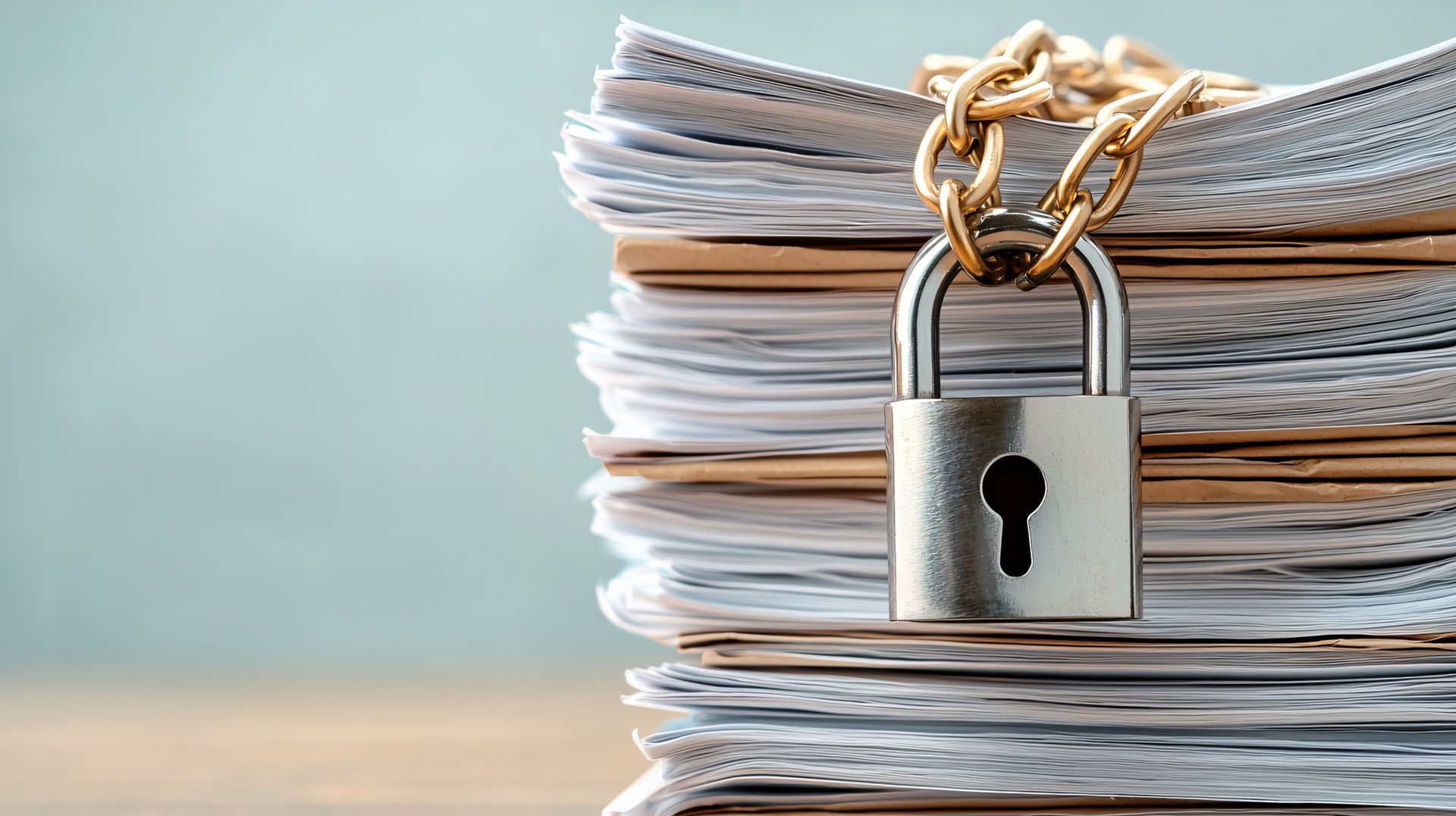 Des papiers empilés avec un cadenas