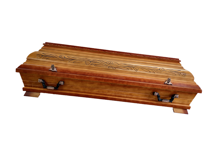 Sarg: Tulpe, Nussbaum, patiniert