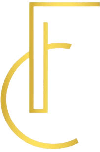 Ein goldfarbenes, stilisiertes Monogramm der Buchstaben F und C, gebildet aus eckigen und geschwungenen Linien auf weißem Hintergrund.