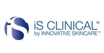 Logo für iS CLINICAL von INNOVATIVE SKINCARE, mit einem stilisierten blauen kreisförmigen 