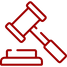 rotes Icon eines Richterhammers