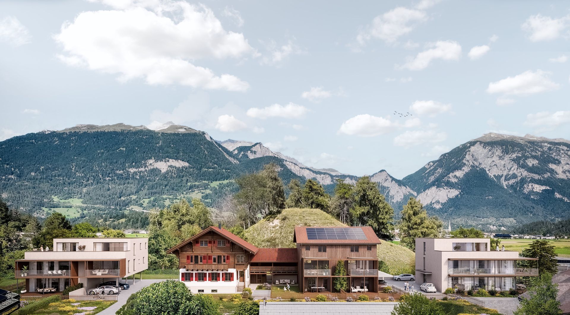 Einige Gebäude sind modern & mit Solaranlagen ausgestattet. Andere weisen traditionelle Architektur auf.