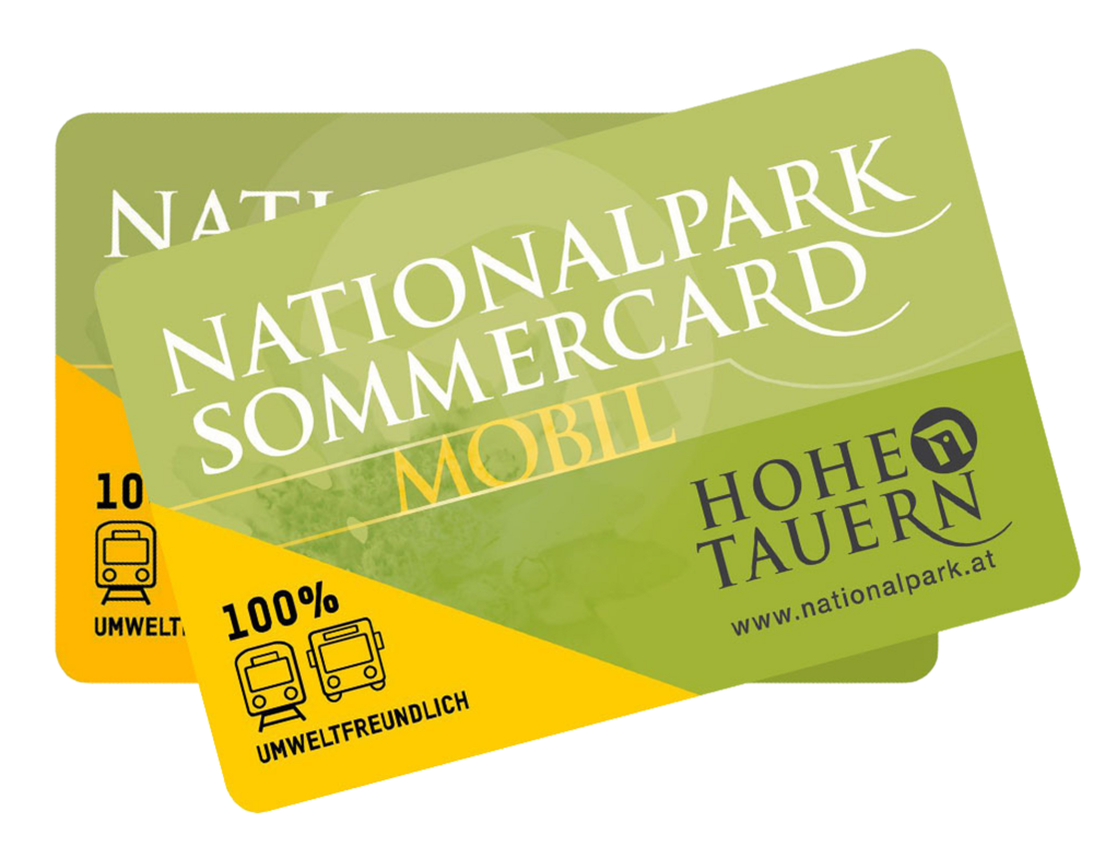 Eine grün-gelbe Karte mit der Aufschrift „Nationalpark Sommercard“