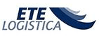 Logotipo da ETE Logística. Texto "ETE" e "Logística" com design de onda azul.