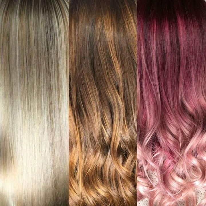 In einer Collage werden drei verschiedene Haartöne dargestellt.