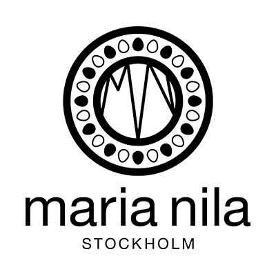 Ein schwarz-weißes Logo für Maria Nila Stockholm.