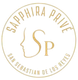 Logotipo de Sapphira Privé, con diseño circular dorado y el texto "Sapphira Privé San Sebastián de los Reyes".