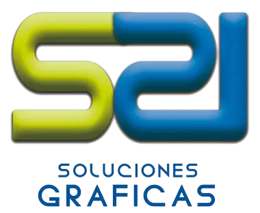Logo de &ldquo;Soluciones Gr&aacute;ficas&rdquo; en verde y azul sobre fondo blanco.