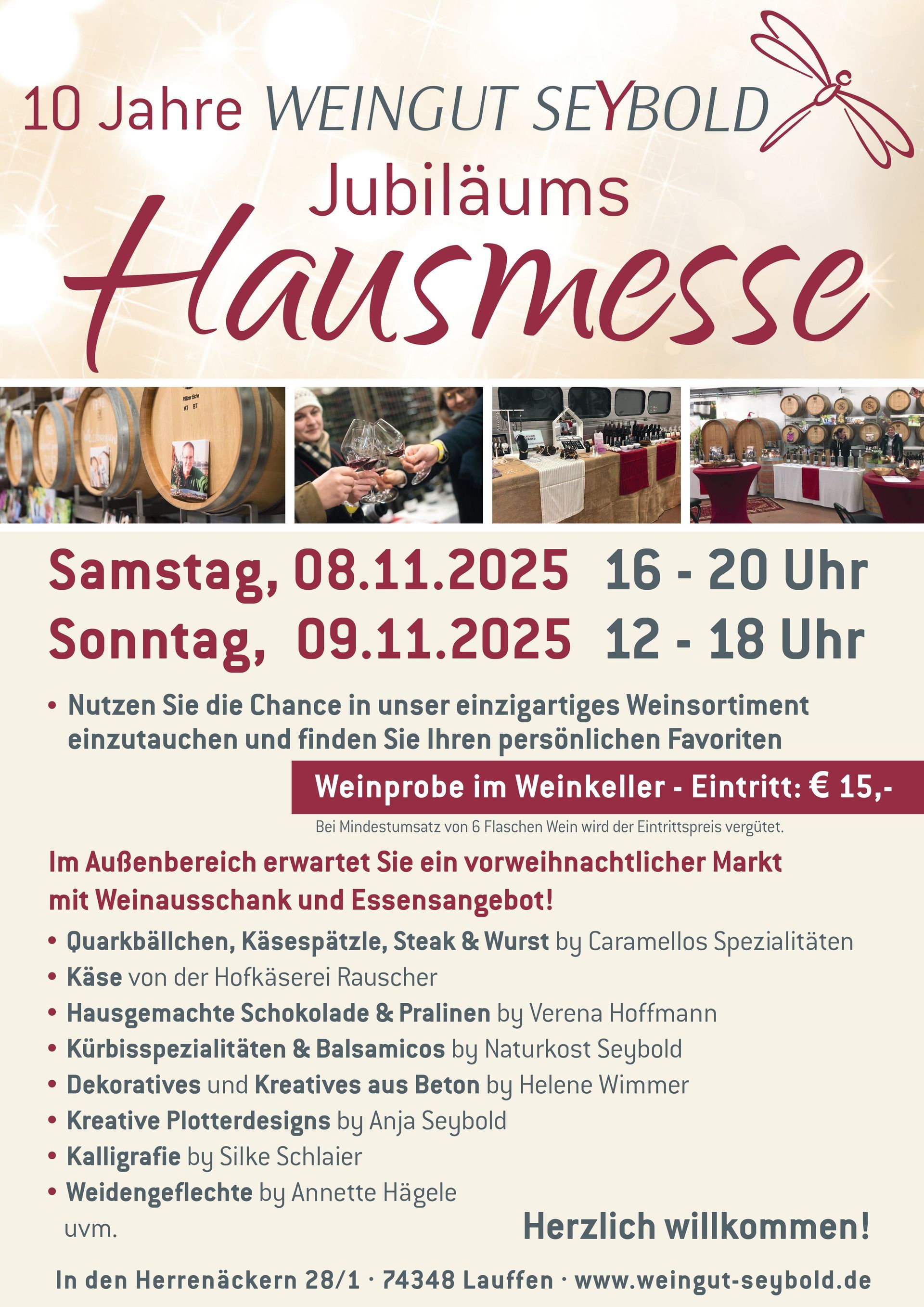 Plakat 10 Jahre Weingut Seybold Jubiläums Hausmesse