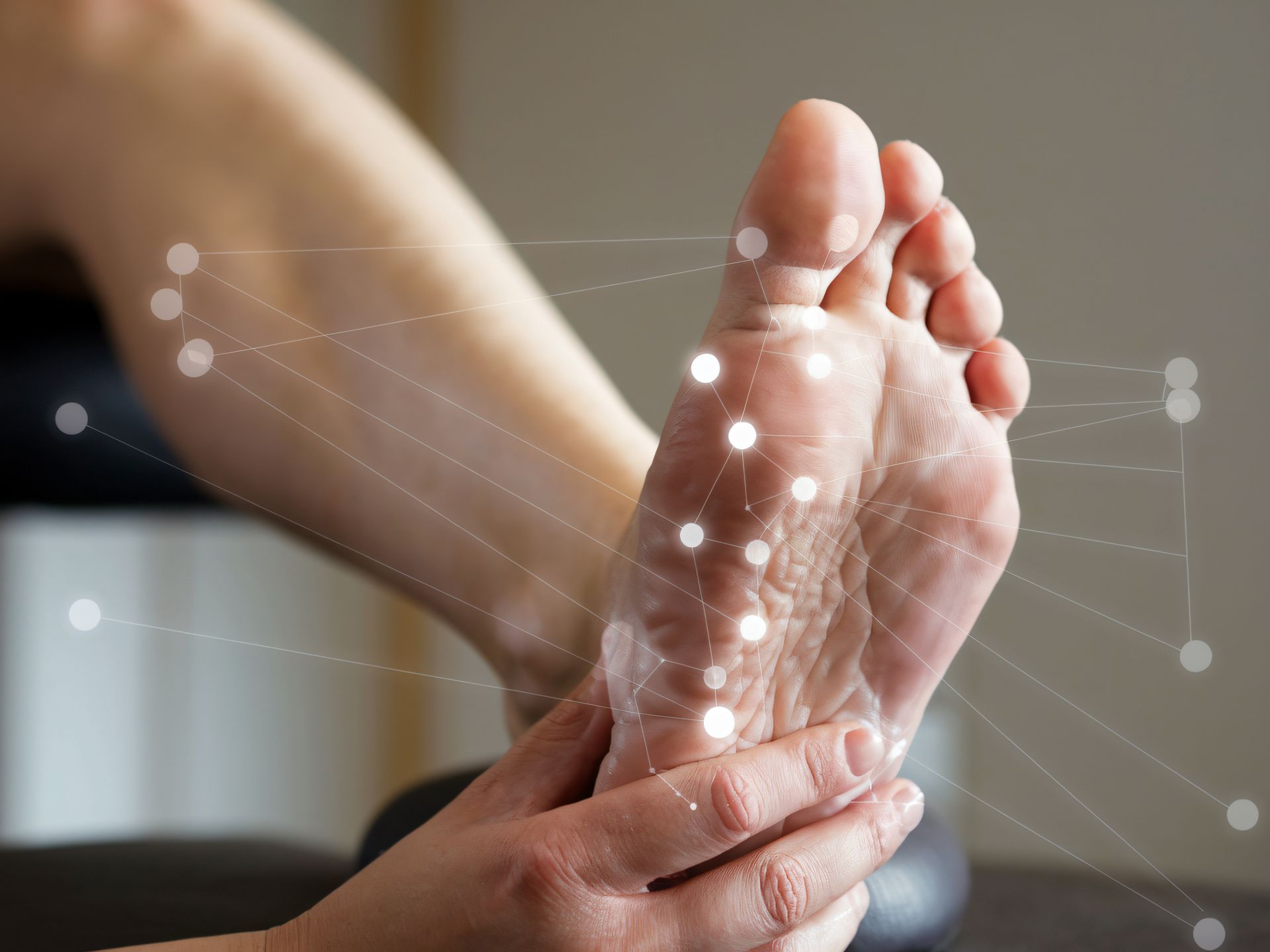 Les points d'acupunctures d'un pied
