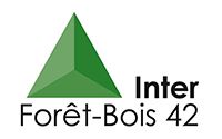 Green triangle logo; "Inter Forêt-Bois 42" text.