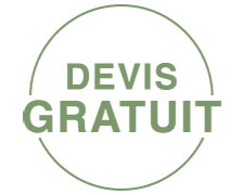 Cercle vert avec le texte « DEVIS GRATUIT ».