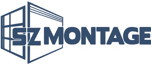Logo für SZ MONTAGE mit blauem Fenster und Text.