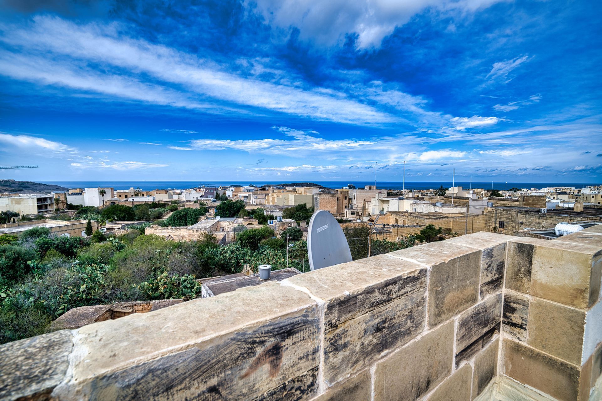 Countryside and sea views from the roof