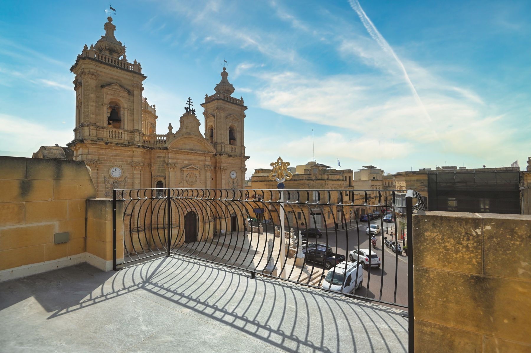 Roof terrace looking onto the basilica of Xagħra