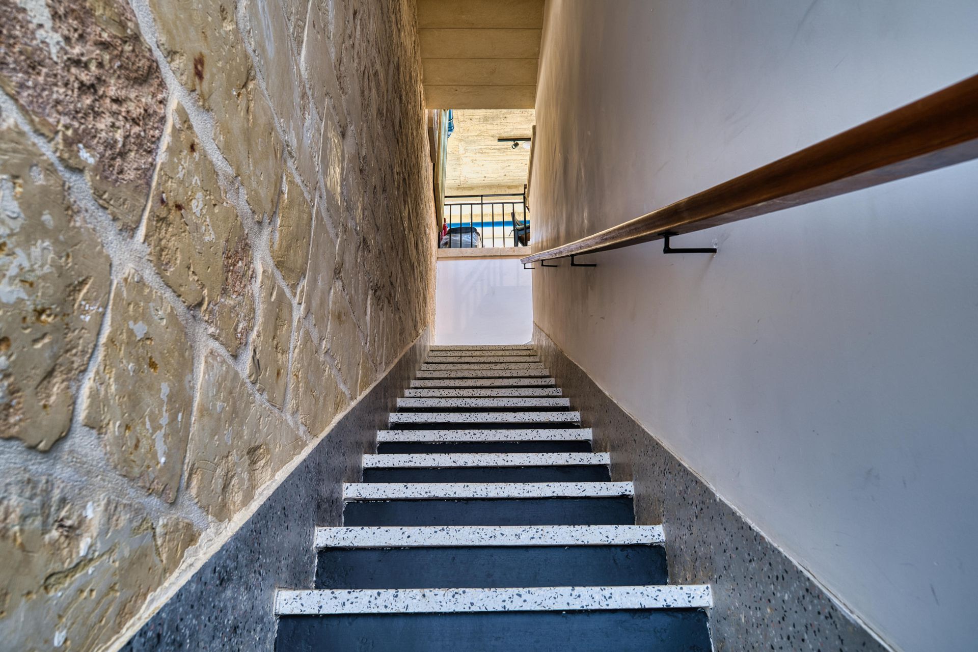 Stone stairway to the roof terrace