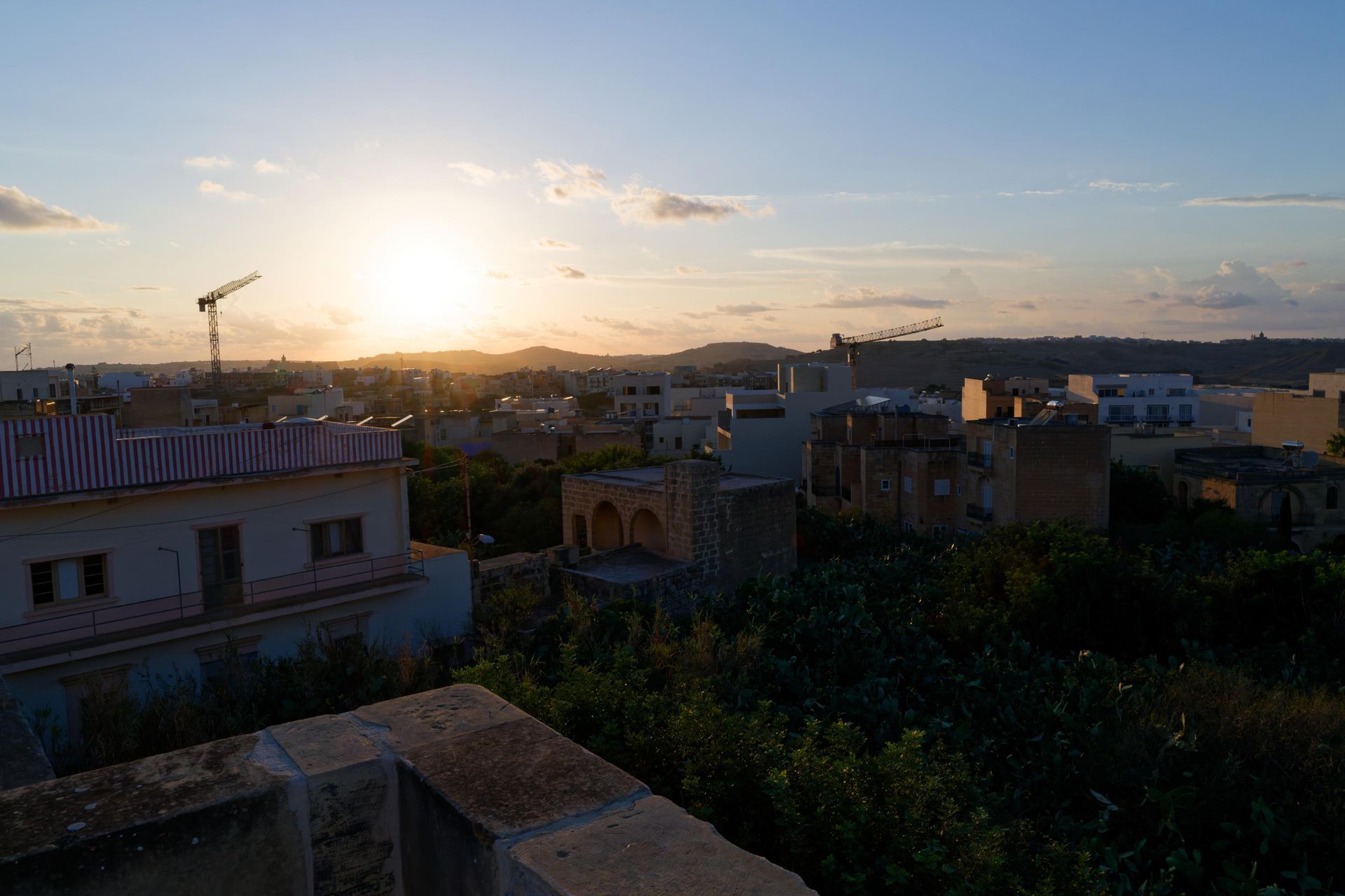 Sunset over Gozo from the roof terrace