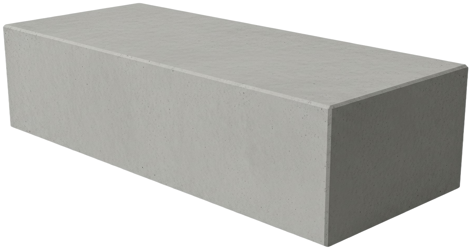 Bloc de béton rectangulaire gris.