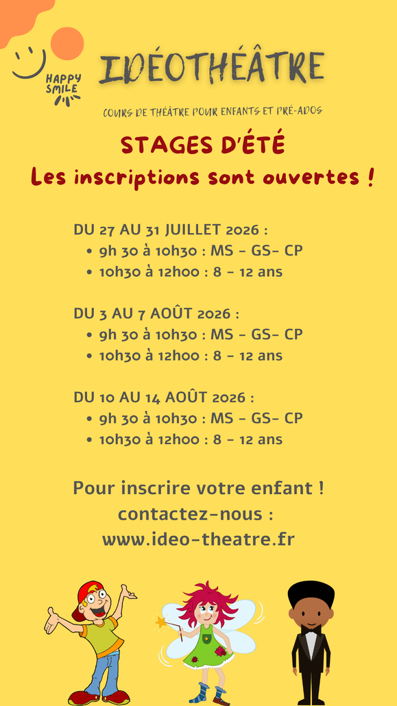 Stage Idéothéâtre du lundi 27 juilllet au vendredi 14 août 2026
