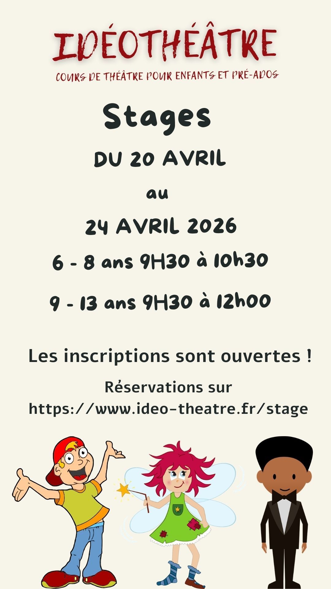 Stage Idéothéâtre du lundi 20 avril au vendredi 24 avril 2026