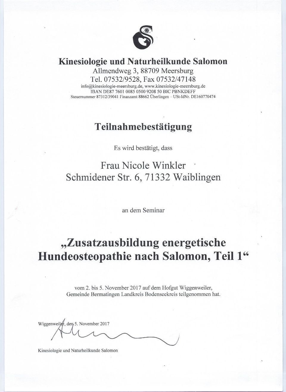 Zertifikat der Praxisleitung