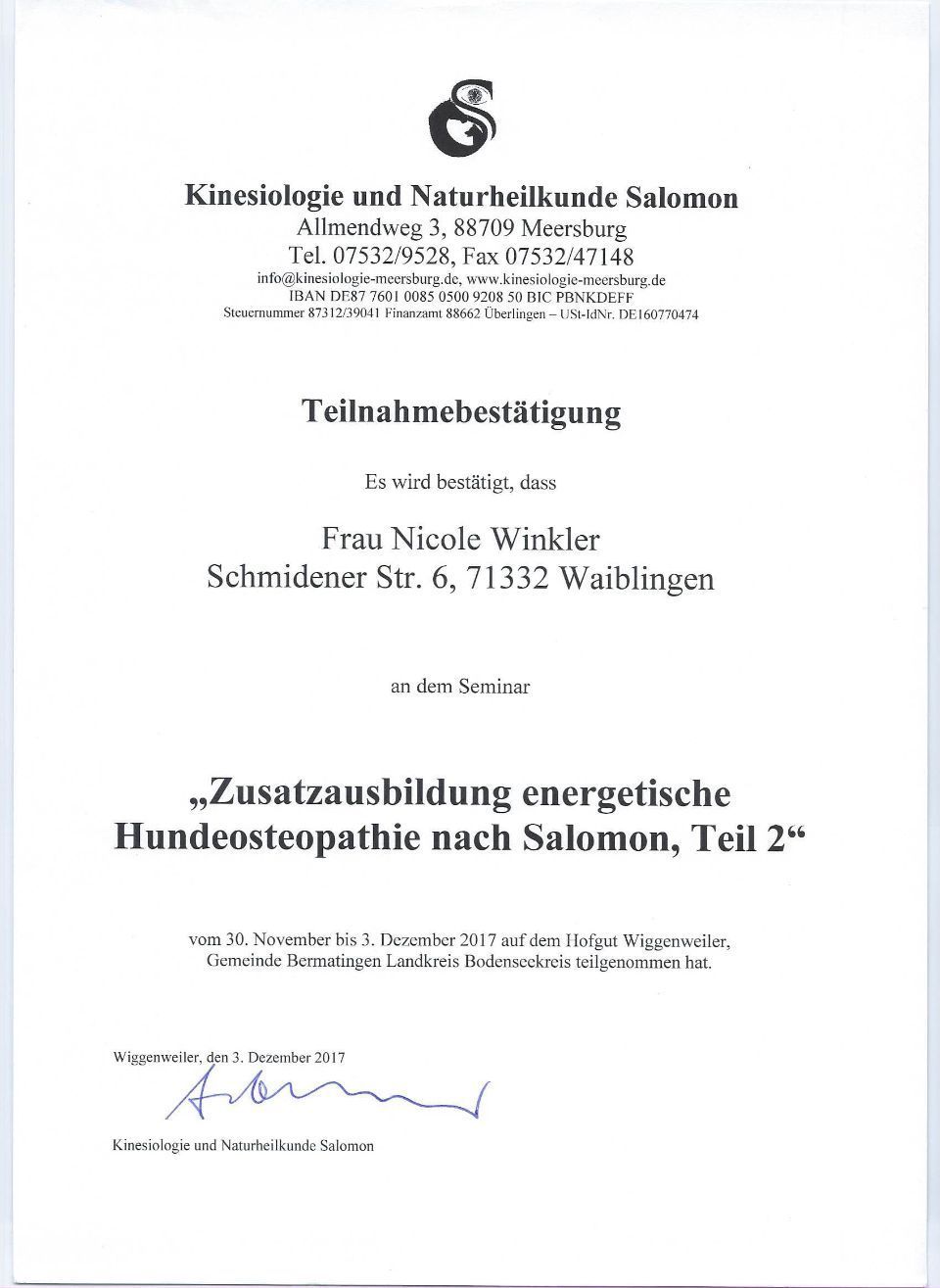 Zertifikat der Praxisleitung