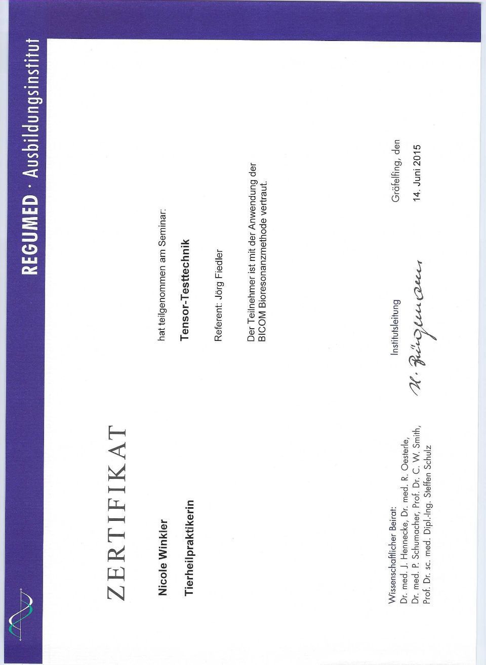 Zertifikat der Praxisleitung
