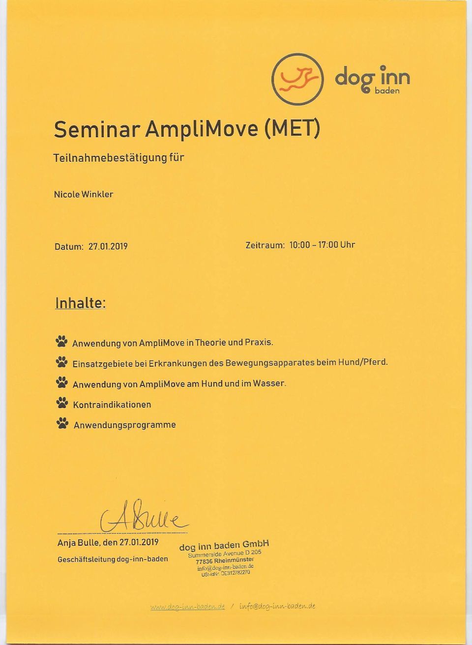 Zertifikat der Praxisleitung