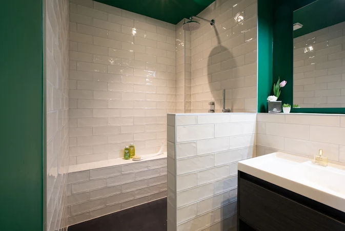 Une salle de bains avec de la faïence.